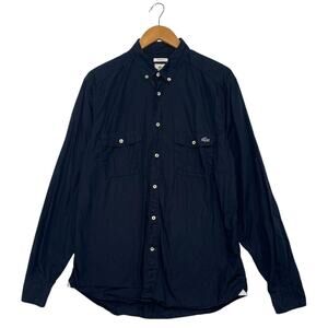 Lacoste Shirt Mens Large Blue Modern Fit Button Down Lightweight Pockets Preppy
